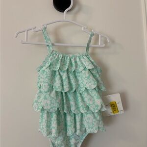 Starting Out Mint Floral Kids Swim One Piece 3-6m